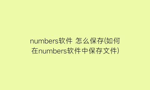 numbers软件怎么保存(如何在numbers软件中保存文件)